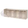 Akro-Mils® Tiltview® Bins Cabinet System, 4 Bin, 6 3/4"L x 8 3/16"H x 23 5/8"W, Clear/Stone, 1/Each Akro-Mils® Tiltview® Bins Cabinet System, 4 Bin, 6 3/4"L x 8 3/16"H x 23 5/8"W, Clear/Stone, 1/Each