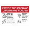 Brady® "Prevent The Spread of Coronavirus (COVID-19)" Sign, Self-Sticking Polyester, 7" x 10", Red/White, 1/Each Brady® "Prevent The Spread of Coronavirus (COVID-19)" Sign, Self-Sticking Polyester, 7" x 10", Red/White, 1/Each