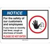 Brady® "Notice For the Safety of Our Customers and Employees..." Sign, Self-Sticking Polyester, 7" x 10", Blue/White, 1/Each Brady® "Notice For the Safety of Our Customers and Employees..." Sign, Self-Sticking Polyester, 7" x 10", Blue/White, 1/Each