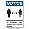 Brady® "Notice Social Distancing Maintain about 6ft (2m) Distance" Sign, Aluminum, 10" x 7", Blue/White, 1/Each Brady® "Notice Social Distancing Maintain about 6ft (2m) Distance" Sign, Aluminum, 10" x 7", Blue/White, 1/Each