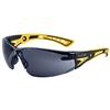 Bolle Safety Rush+ Safety Glasses, Small, Black/Yellow Frame, Smoke Lens, 1/Each Bolle Safety Rush+ Safety Glasses, Small, Black/Yellow Frame, Smoke Lens, 1/Each