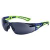 Bolle Safety Rush+ Safety Glasses, Blue/Green Frame, Smoke Lens, 1/Each Bolle Safety Rush+ Safety Glasses, Blue/Green Frame, Smoke Lens, 1/Each