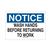 Brady® "Notice Wash Hands Before Returning To Work" Personal Hygiene Sign, Fiberglass, 7" x 10", 1/Each Brady® "Notice Wash Hands Before Returning To Work" Personal Hygiene Sign, Fiberglass, 7" x 10", 1/Each